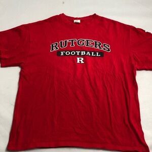 Rutgers University Football red and black short sleeve crew neck logo t-shirt